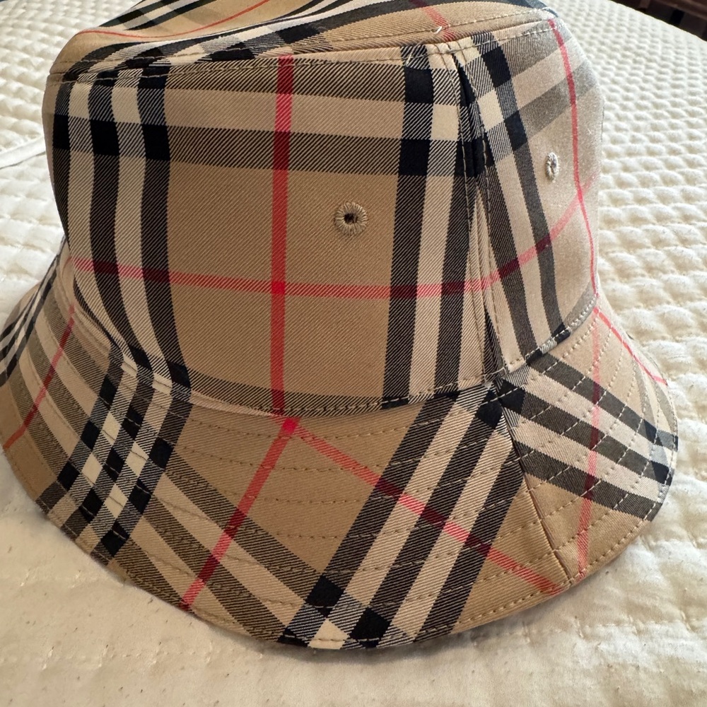 Burberry Beige and Black Checkered Hat